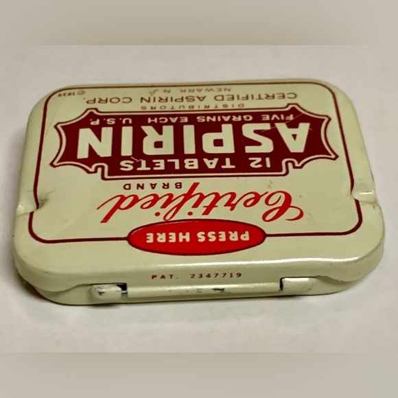 Mid Century Vintage CERTIFIED Brand Aspirin Hinge Lidded Medicine Tin - Picture 10 of 16